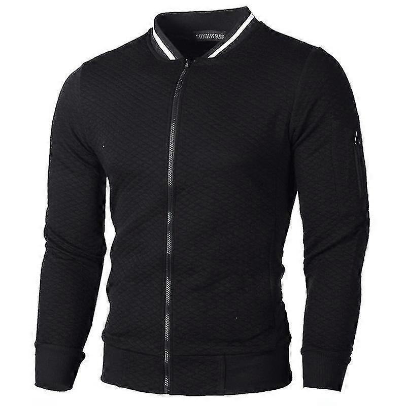 Män Grid Zip Up Bomber Jacket Pilot Coat Vinter Ytterkläder Toppar