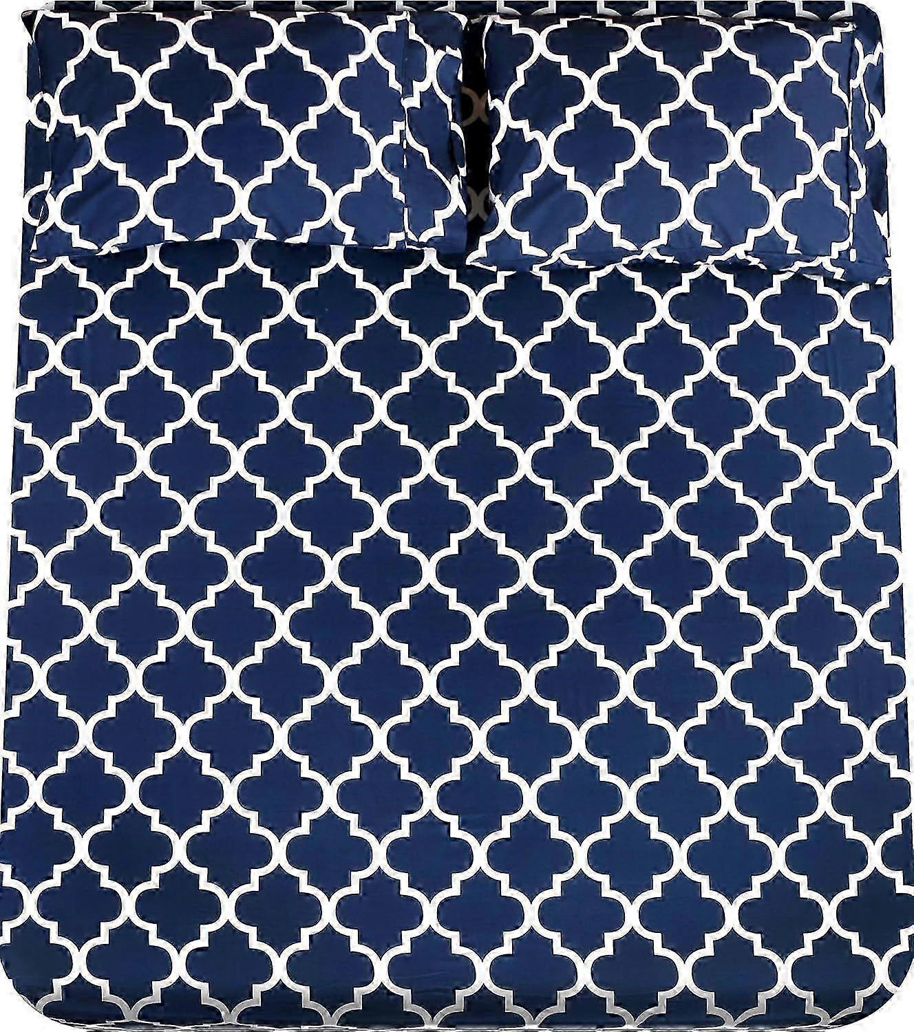 Printed Queen Sheet Set - 1 Fitted Sheet, 2 Pillowcases - Soft Brushed Microfiber Fabric - Shrinkage