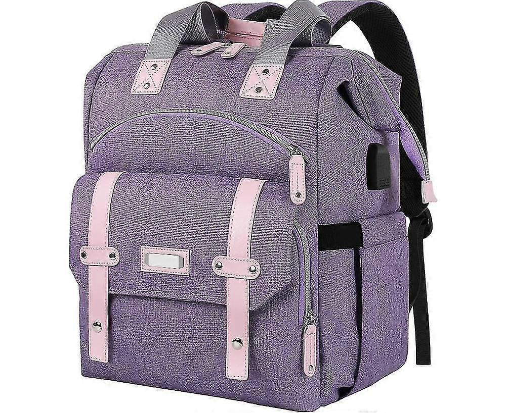 Waterproof Laptop Backpack Large Capacity Backpack Portable Anti-theft Bag-purple