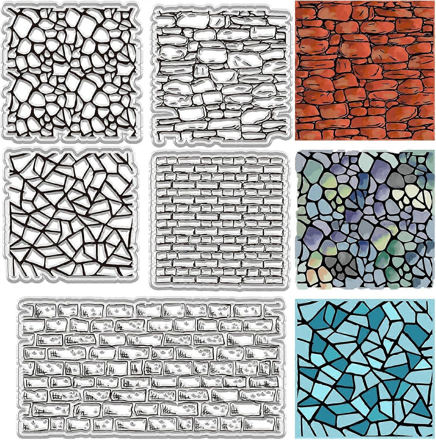 Brick Wall Background Clear Stamps Shattered Fold Texture Vintage Reusable Retro Postmark Transparent Silicone Stamp Seals for Journaling Card Making