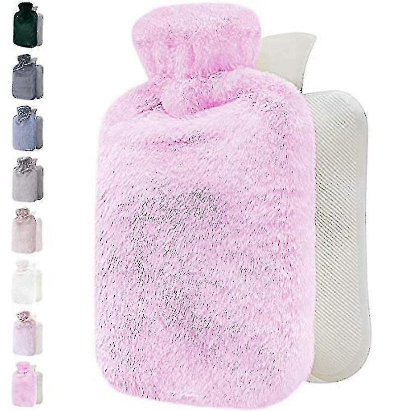 Bouteille d’eau chaude 0,5 L / 1L / 2 L avec couverture moelleuse Sac d’eau chaude douce en fausse fourrure de qualité supérieure