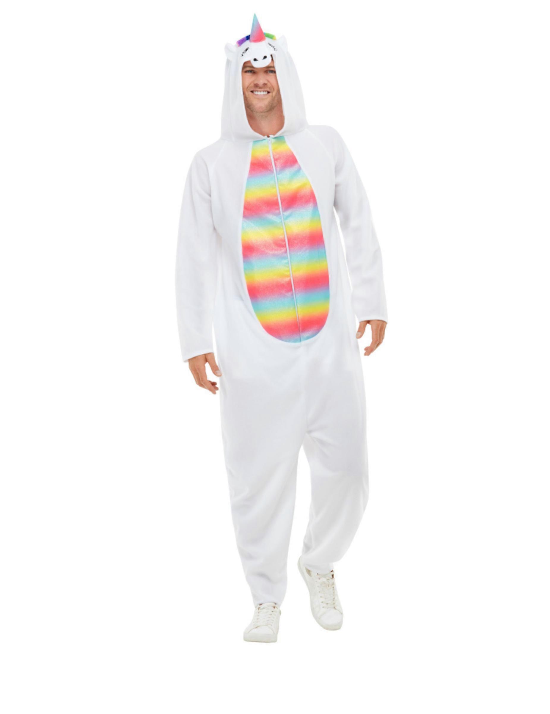 Adult white and multicolored unicorn disguise
