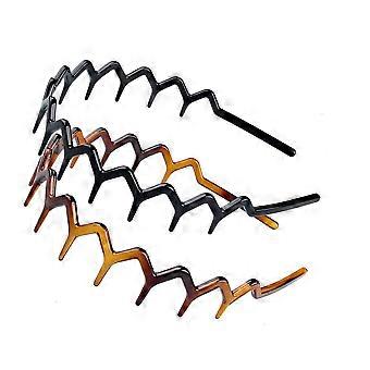 Set of 2 Zig Zag Black Plastic Sharks Tooth Hair Comb Headband