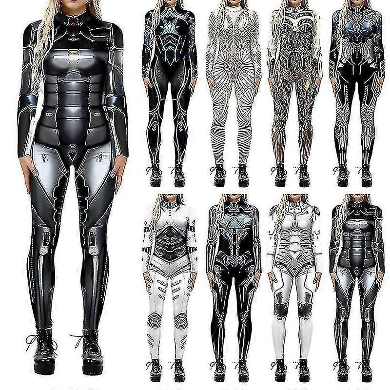 Halloween 3D Roboter Cosplay Jumpsuit für Erwachsene für Erwachsene - Karnevalsparty Cyberpunk Kostüm Kostüm