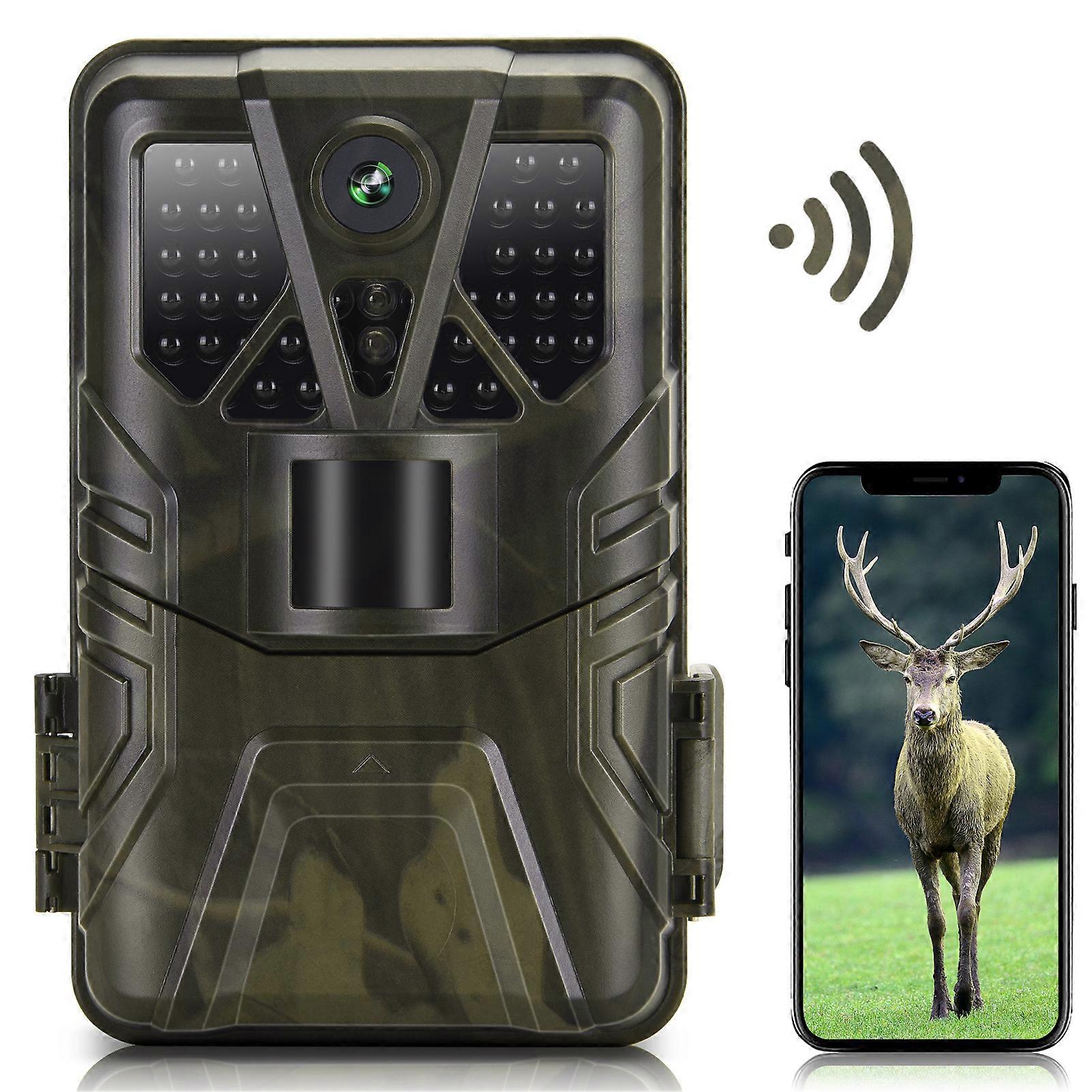 WiFi Trail Camera 4K 36MP BT App Control Hunting Camera Outdoor Game Camera with 65ft Night Vision 120 Detection IP65 Waterproof for Wildlife Scouting