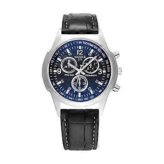 YAZOLE 271 Reloj de tres ojos y seis manecillas para hombre Reloj Auartz Reloj de negocios resistente al agua