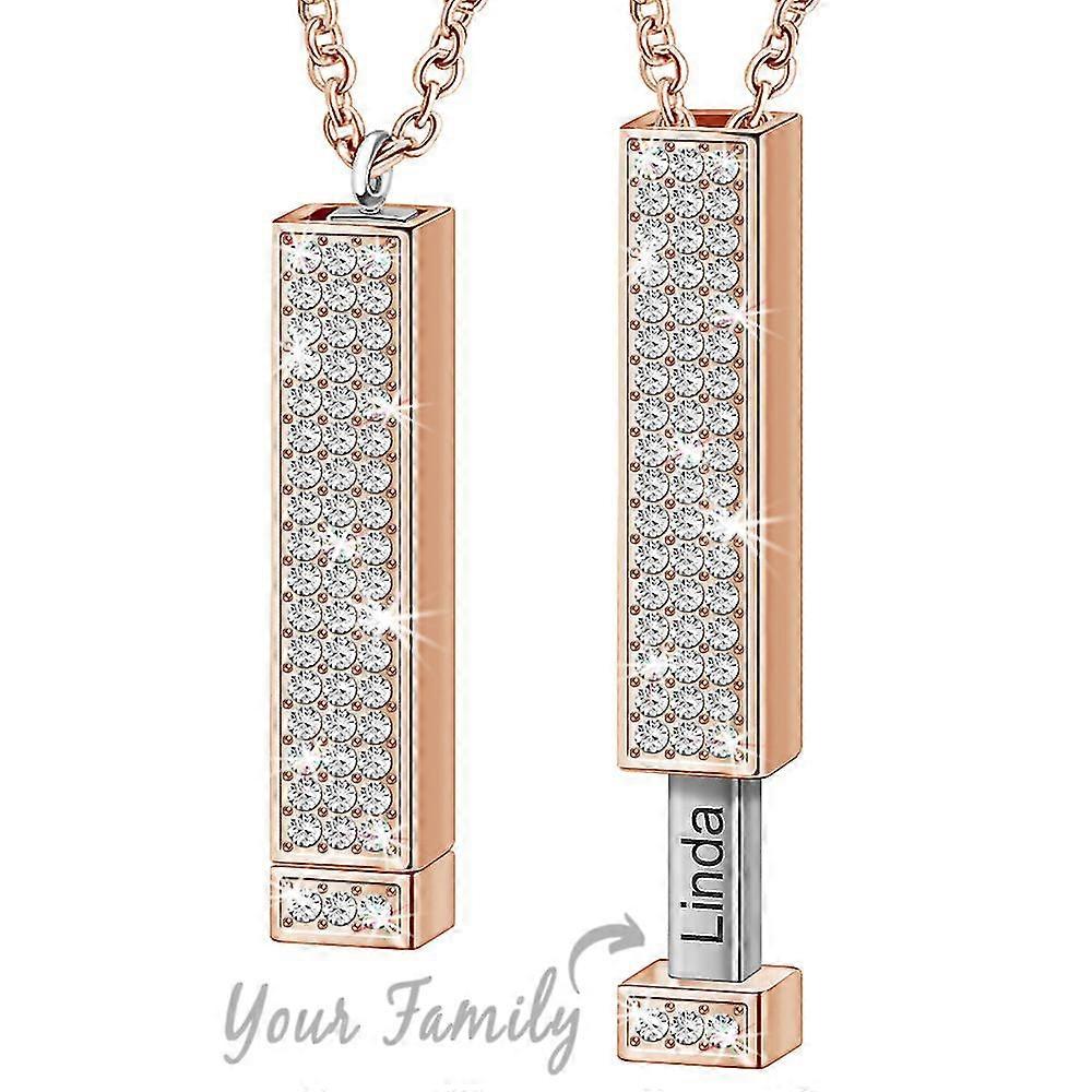 Retractable Three-dimensional Rod Pendant Double-layer Diamond Inlaid Necklace