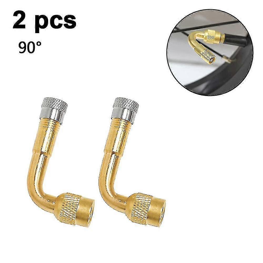 2-pack Angled Brass Car Motorcycle Scooter Bike Universal Valve Stem Extension Adapter