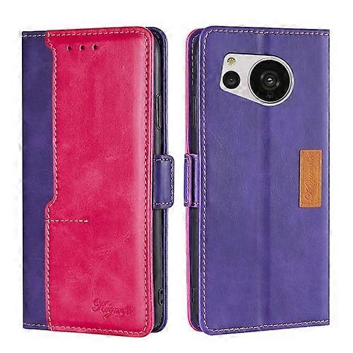 For Sharp Aquos Sense7 Contrast Color Side Buckle Leather Phone Case