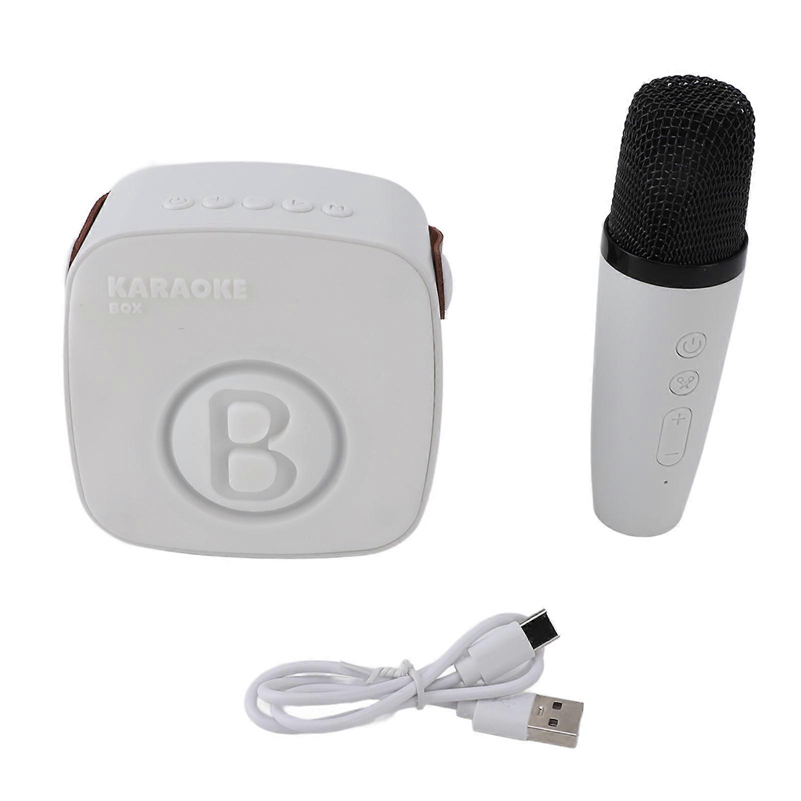 Karaoke Machine Miniature Portable Karaoke Speaker Wireless Bluetooth Microphone Speaker for Kids Children White 1pcs Microphone
