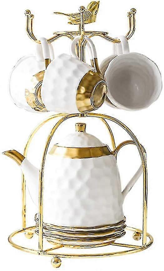 Mug Holders Stainless Steel Coffee Cup Shelf Mug Tree Holder Stand For 6 Cups Saucer Spoon Sets Tea Set Display Stand (gold)