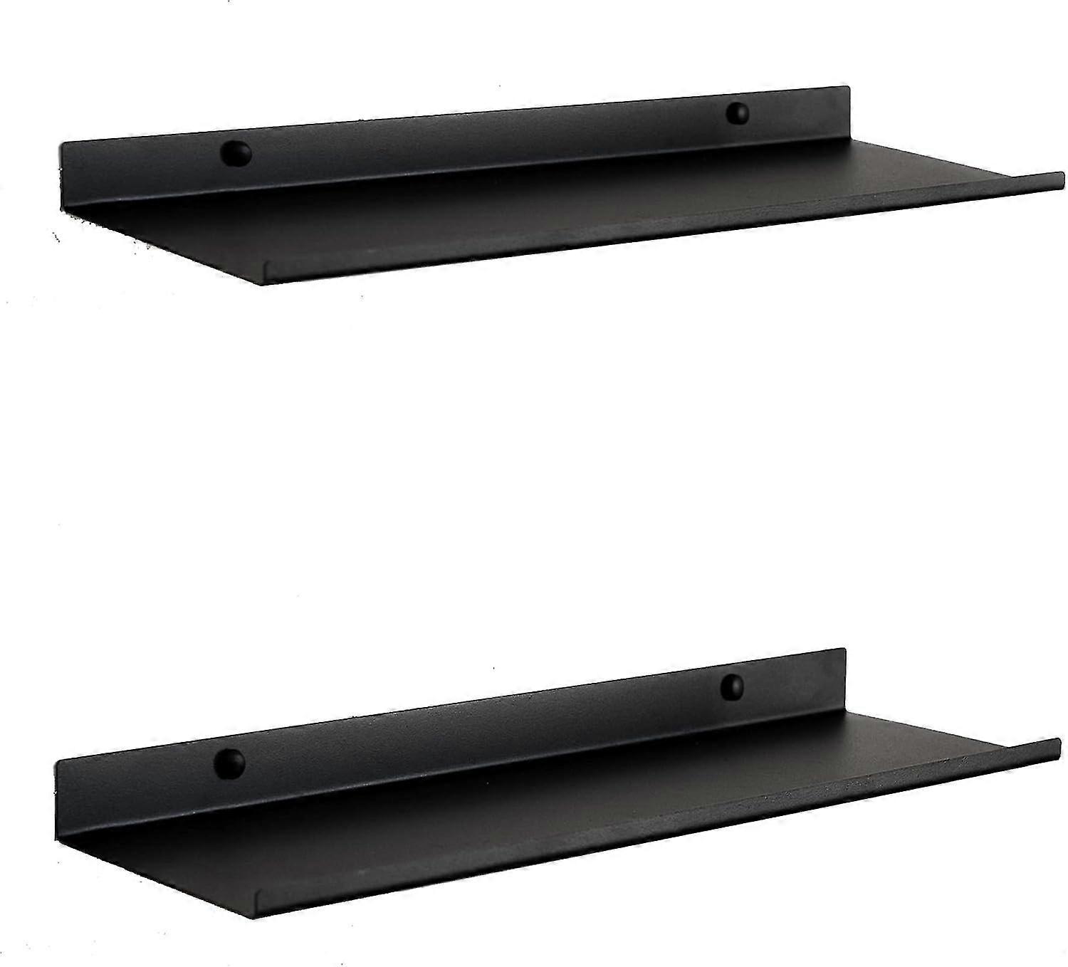 Black metal wall shelf | Set of 2 floating shelves 50 cm