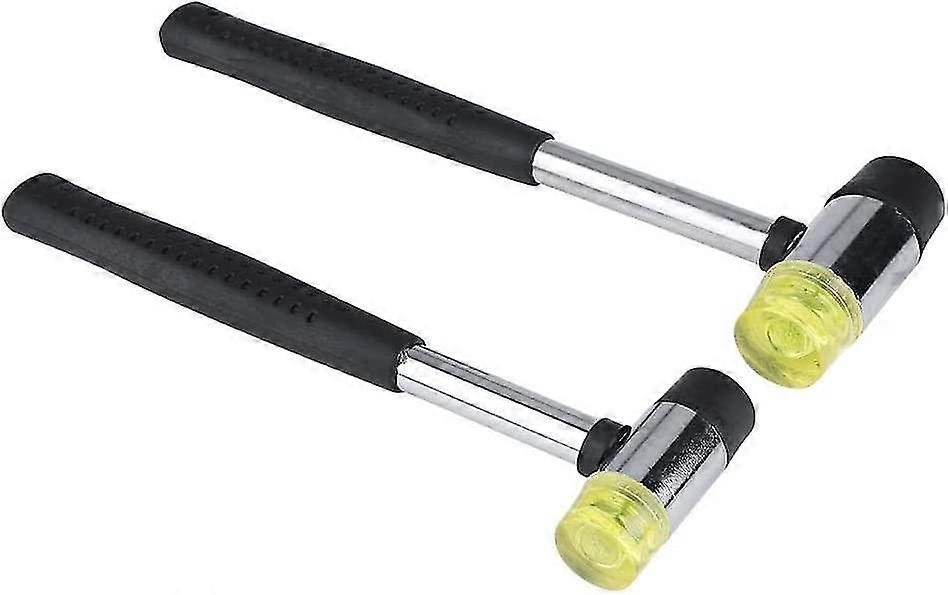 Professional Rubber Hammer Double-ended Rubber Hammer With Plastic Handle For Diy Leather Craft 25mm+30mm (black) (2pcs)