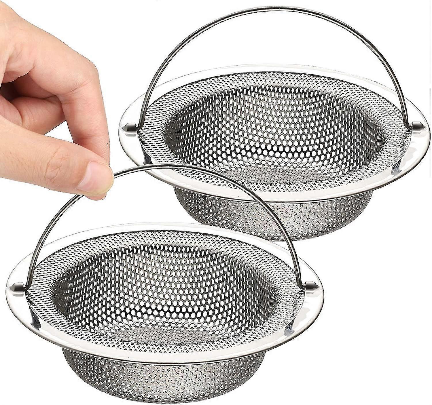 2 Kitchen Sink Filters Stainless Steel Sink Strainer With Handle Anse 11 (110 Mm), High Density Micro-perforation 1mm