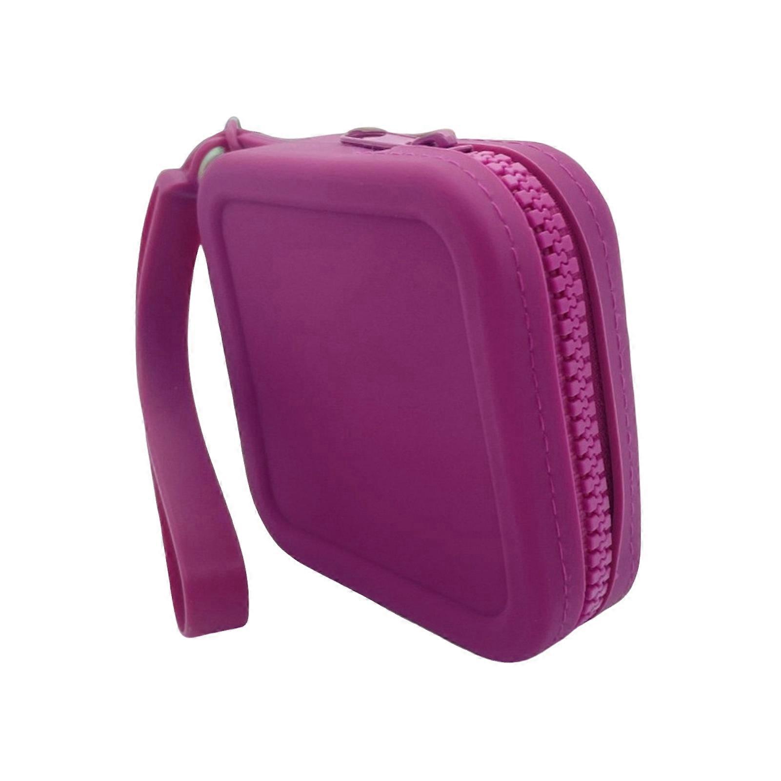 Silicone Storage Bag with Wrist Strap Square Shape Zipper Closure Waterproof Portable Keys Earphone Lipstick Cards Storage Pouch Samll Item Organizer
