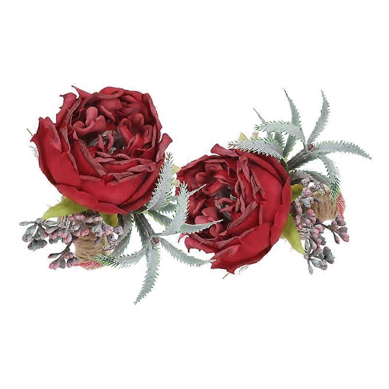2Pcs Napkin Ring Decorative Romantic Long Lasting Simulation Rose Flower Napking Buckle for Wedding