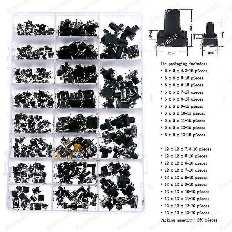Micro Switch Surtido Botón Interruptores táctiles Restablecer Mini Leaf Switch On-off Power Smd Dip 2 * 4 3 * 6 4 * 4 6 * 6 12 * 12 DIY Kit Hy