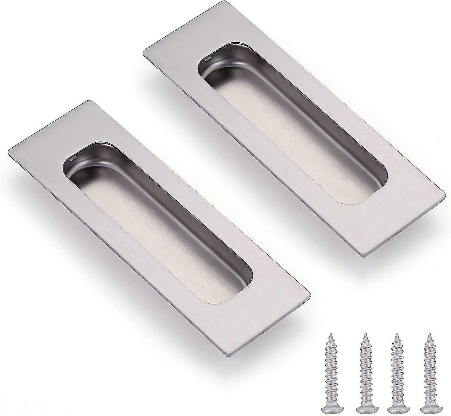 2 Pieces Stainless Steel Shell Handle Hidden Furniture Handles Drawer Pulls Vintage Sliding Door Handle Oval Inset Handle With