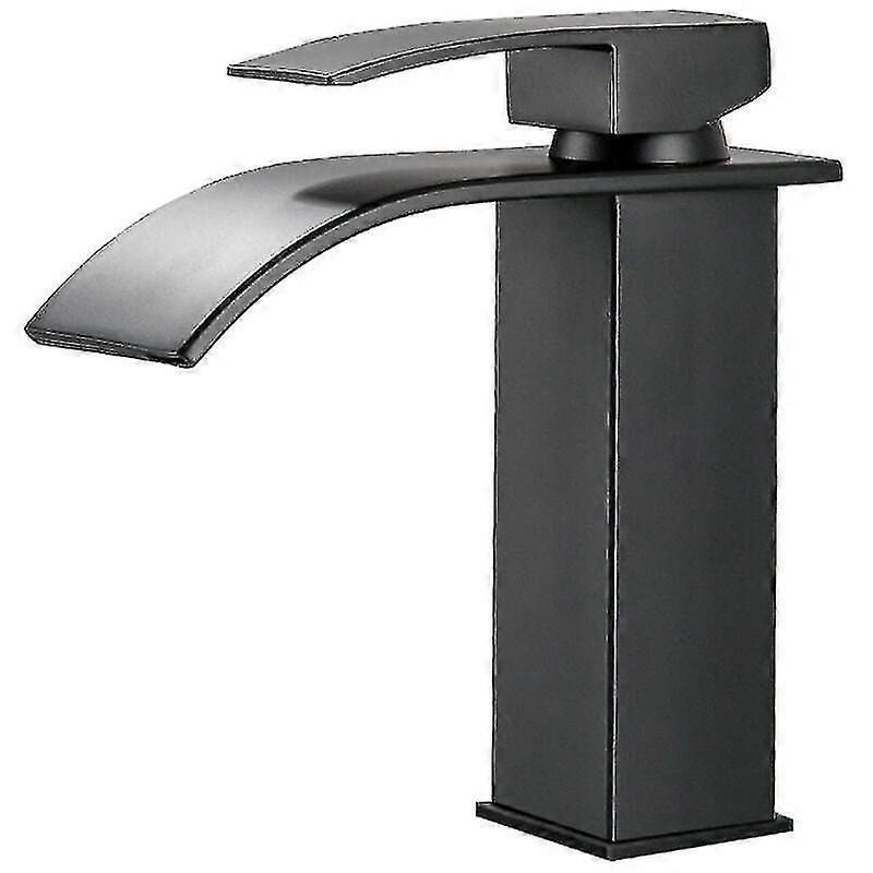 Basin Mixer Black Waterfall Faucet With High Spout High Single-hole Basin Mixerhigh