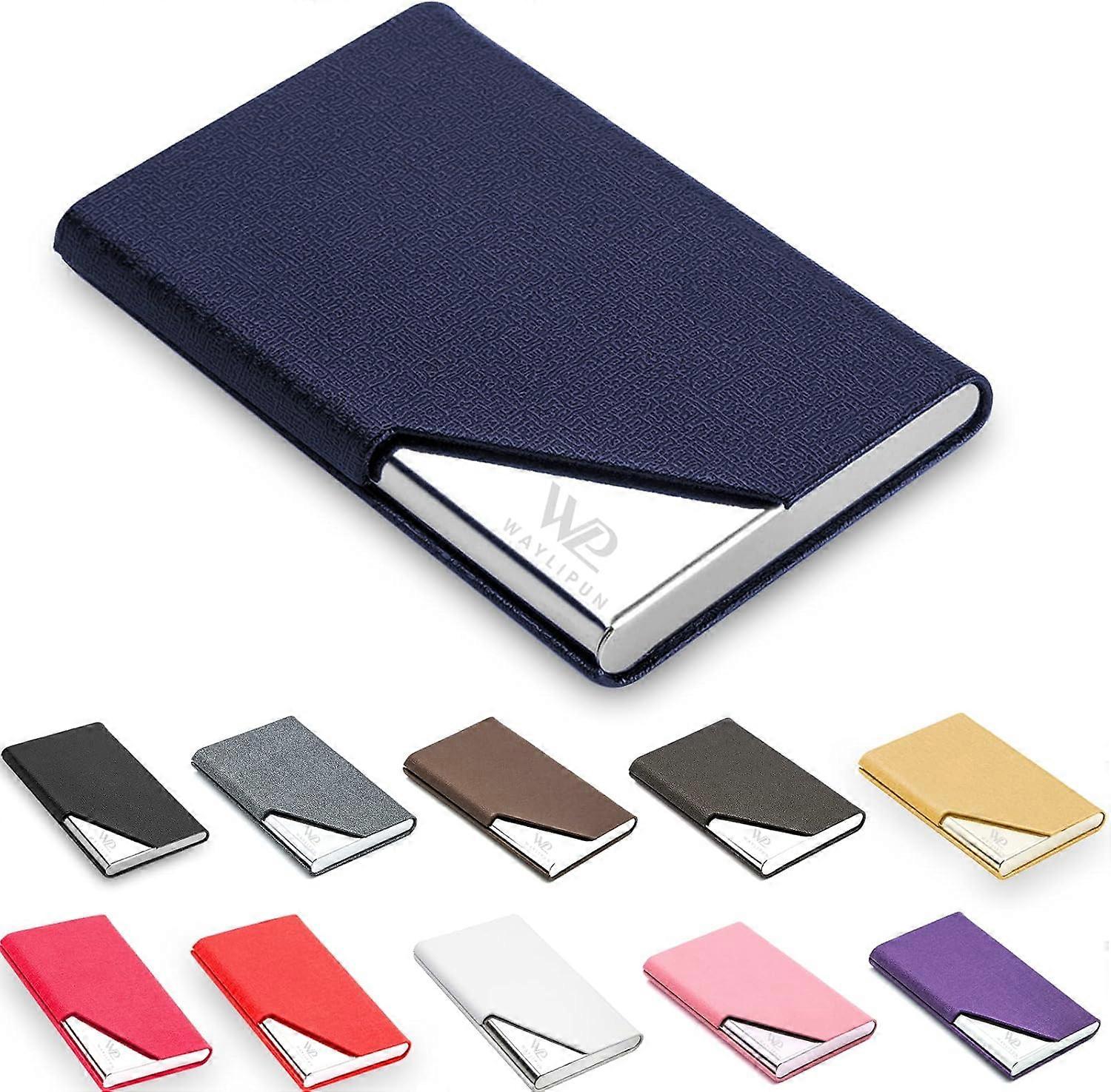 المهنية بو الجلود والفولاذ المقاوم للصدأ اسم العمل حالة بطاقة ، نحيف معدن الجيب حامل بطاقة مع إغلاق مغناطيسي (أسود)