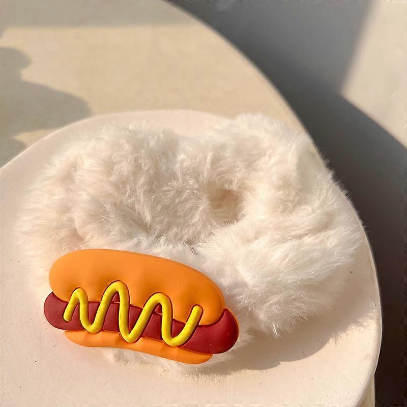 Saucisse jaune poilu gros intestin anneau de cheveux japonais et coréen chiot mignon café peluche corde queue de cheval accessoires de cheveux femme