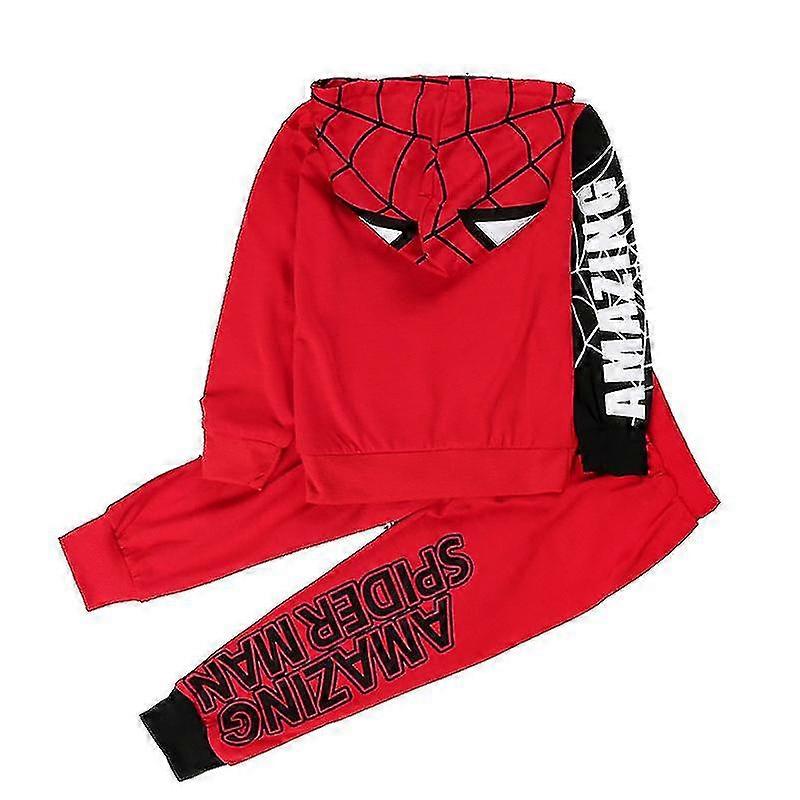 Spiderman Hooded Hoodie Top Pants Set Casual Outfit Kläder för barn pojkar