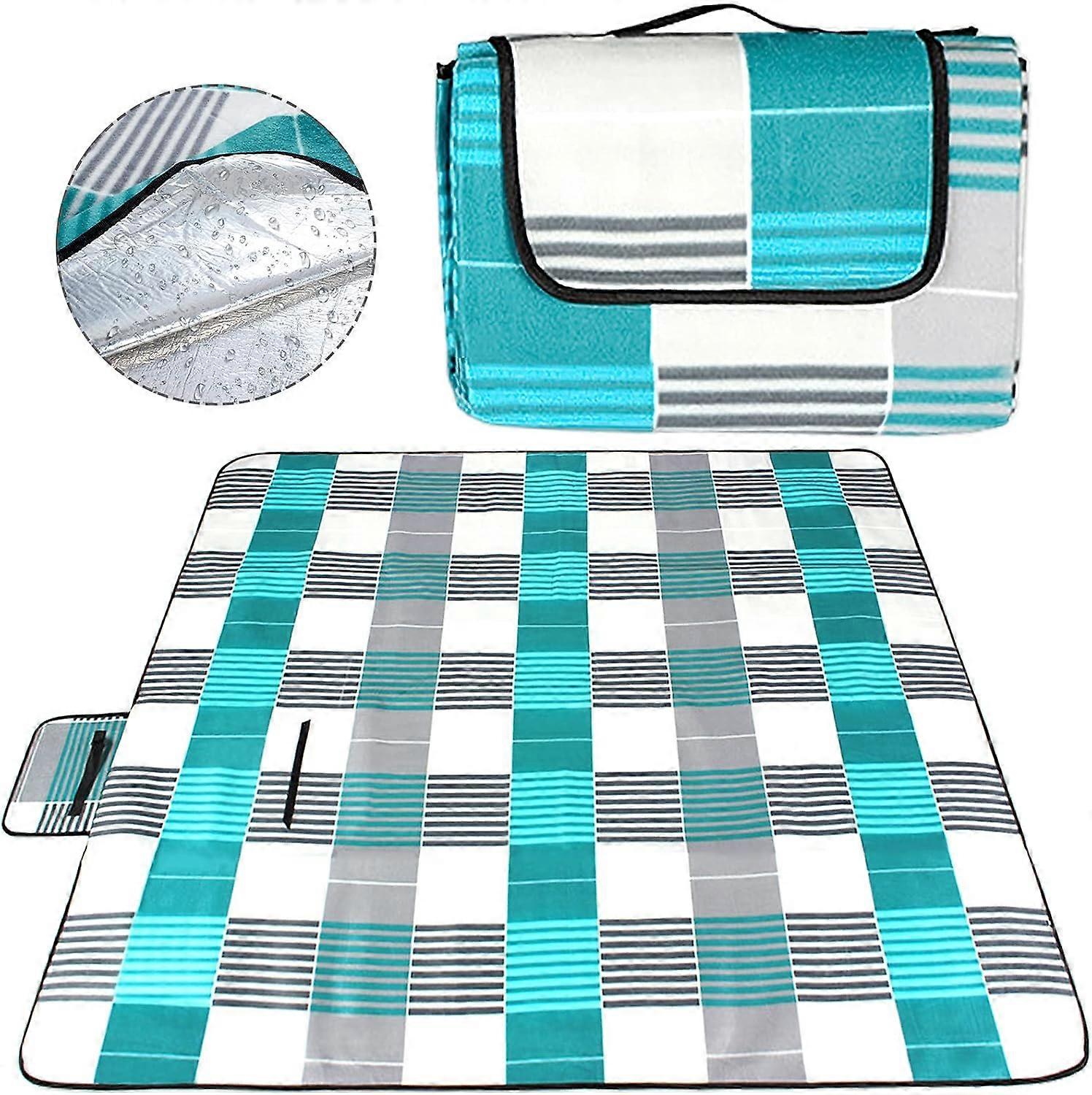 WJTG Picnic Blanket, Waterproof, Foldable, for Camping, Beach, Garden, with Handle, Picnic Blanket with WJ
