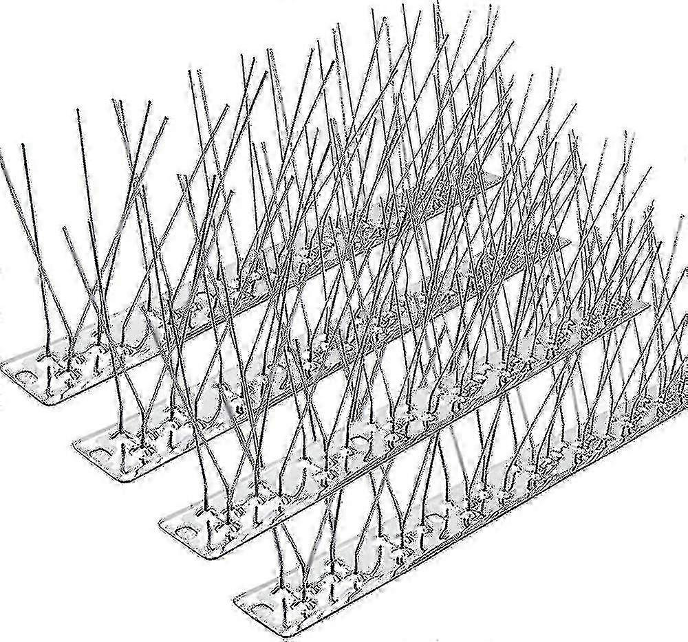 H-Stainless Steel Bird Spikes For Small Birds - 10 Strips, 10.82 Feet Coverage - Deters Nesting And Pooping