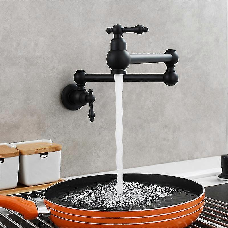 Pot Filler Wall Mount Copper Faucet Pot Filler Faucet Rotatable Faucet Brass Kitchen Faucet 2 Handle Stretchable Double Joint Swing Arm Folding Faucet