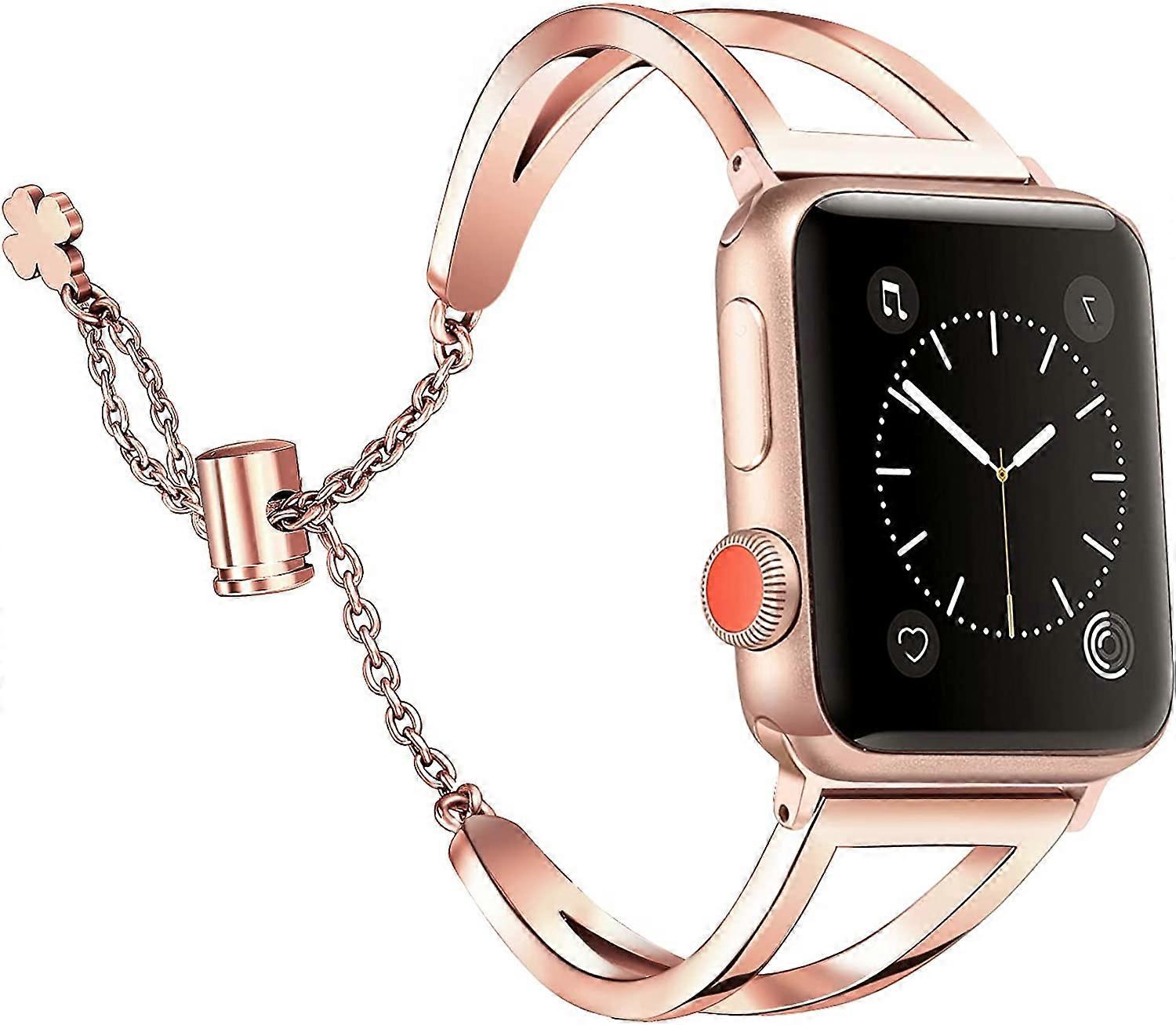 Apple Watchバンドと互換性のあるステンレススチールバンド38mm 40mm 41mm 42mm 44mm 45mm iWatchシリーズ7/6/5/4/3/2/1 / SE、ドレッシーバングルブレスレットレディース