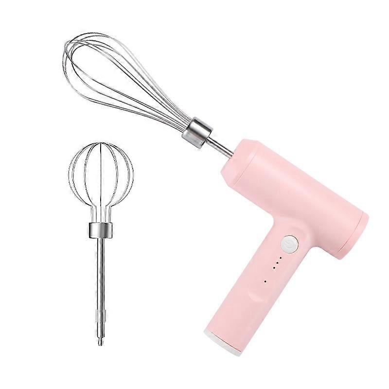 Cordless electric mixer, USB rechargeable hand mixer, 3 speeds, turbo boost and electric whisk, portable mixer, electric mixer, cakesPink