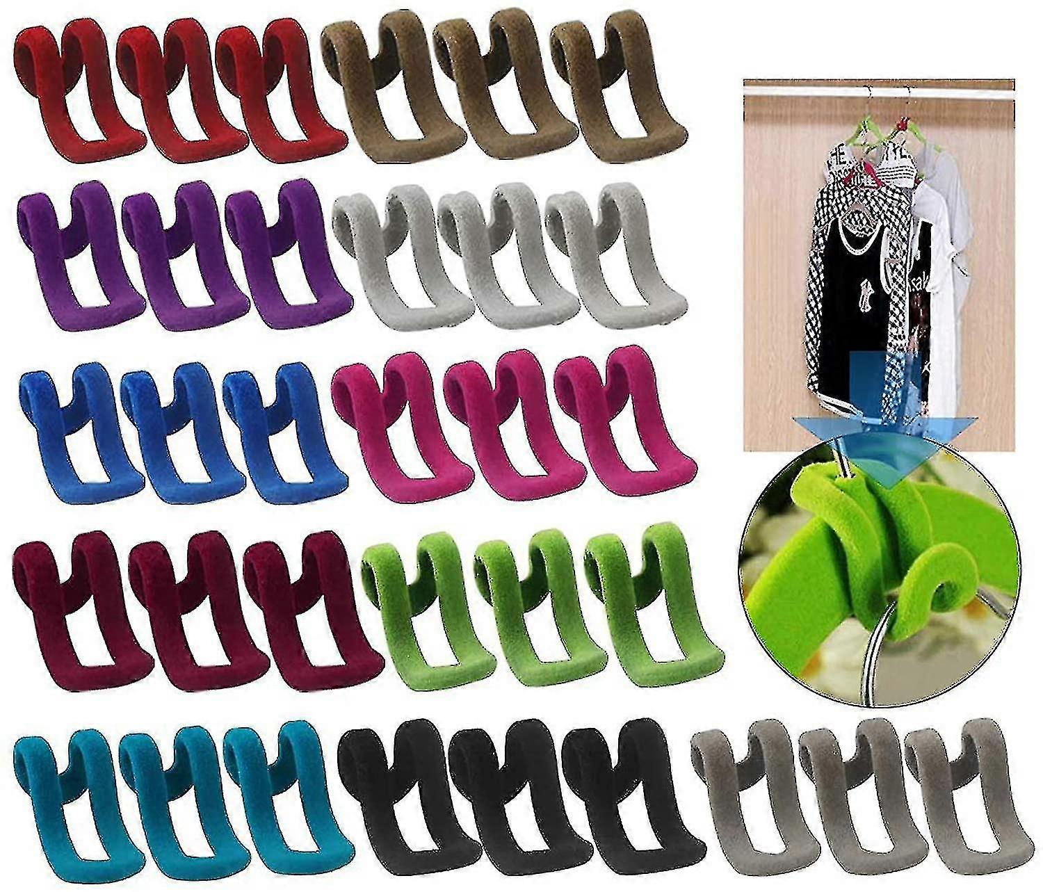 33pcs الملابس رف شماعات، مصغرة يتدفق هوك عدم الانزلاق لخزانة الملابس، والحمام، ومطبخ