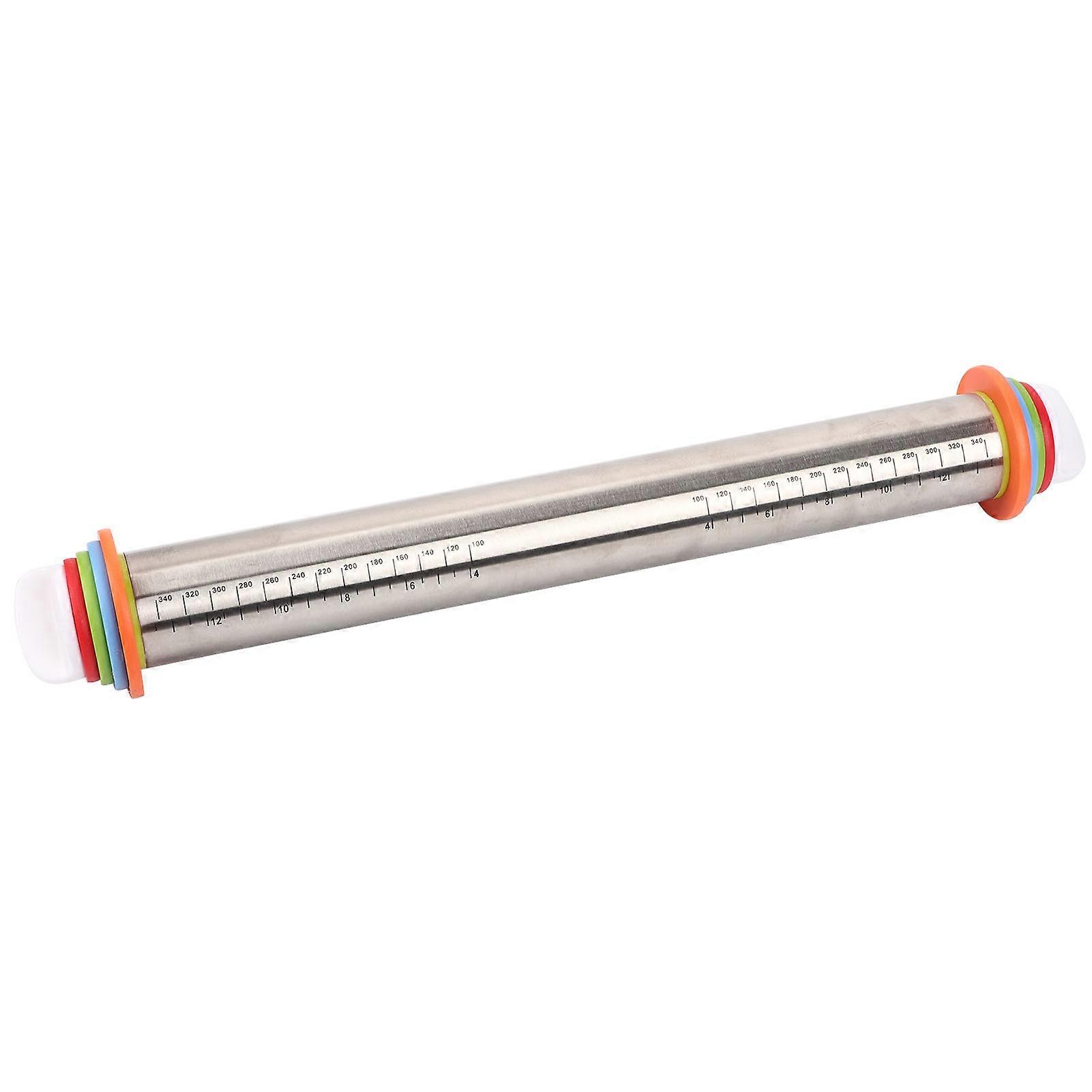 Stainless Steel Adjustable Thickness Rolling Pin Flour Stick With Scale compatible Kitchen/Bakery