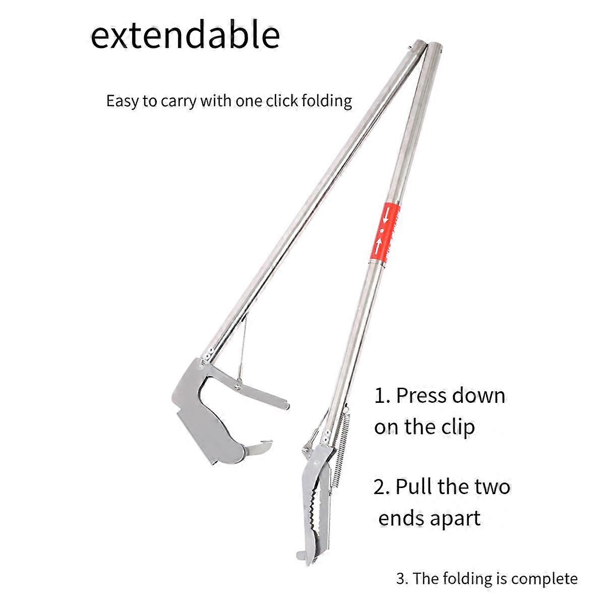 Multipurpose Foldable Snake Catcher Tongs Stainless Steel Wide Jaw Reptile Rattlesnake Pick-Up Handling Tool Straight