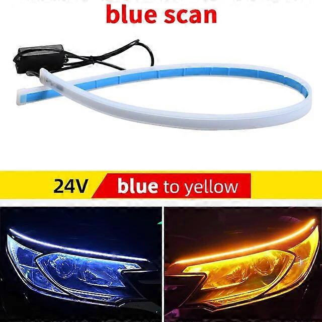 2pcs 24V Start-Scan LED Car DRL Daytime Running Lights Waterproof Soft Day Light Turn Signal Lamp for Truck Headlight Assembly