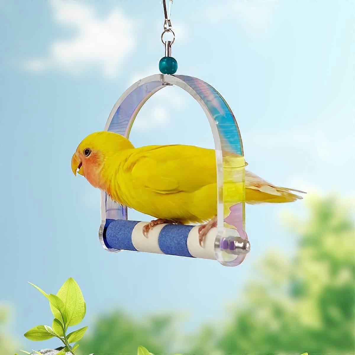 1pc Parrot Swing Toy, Bird Stand Hammock, Play Stand, Bird Training Stand, Bird Perch, Colorful Cage Acrylic Accessories, Assorted Color