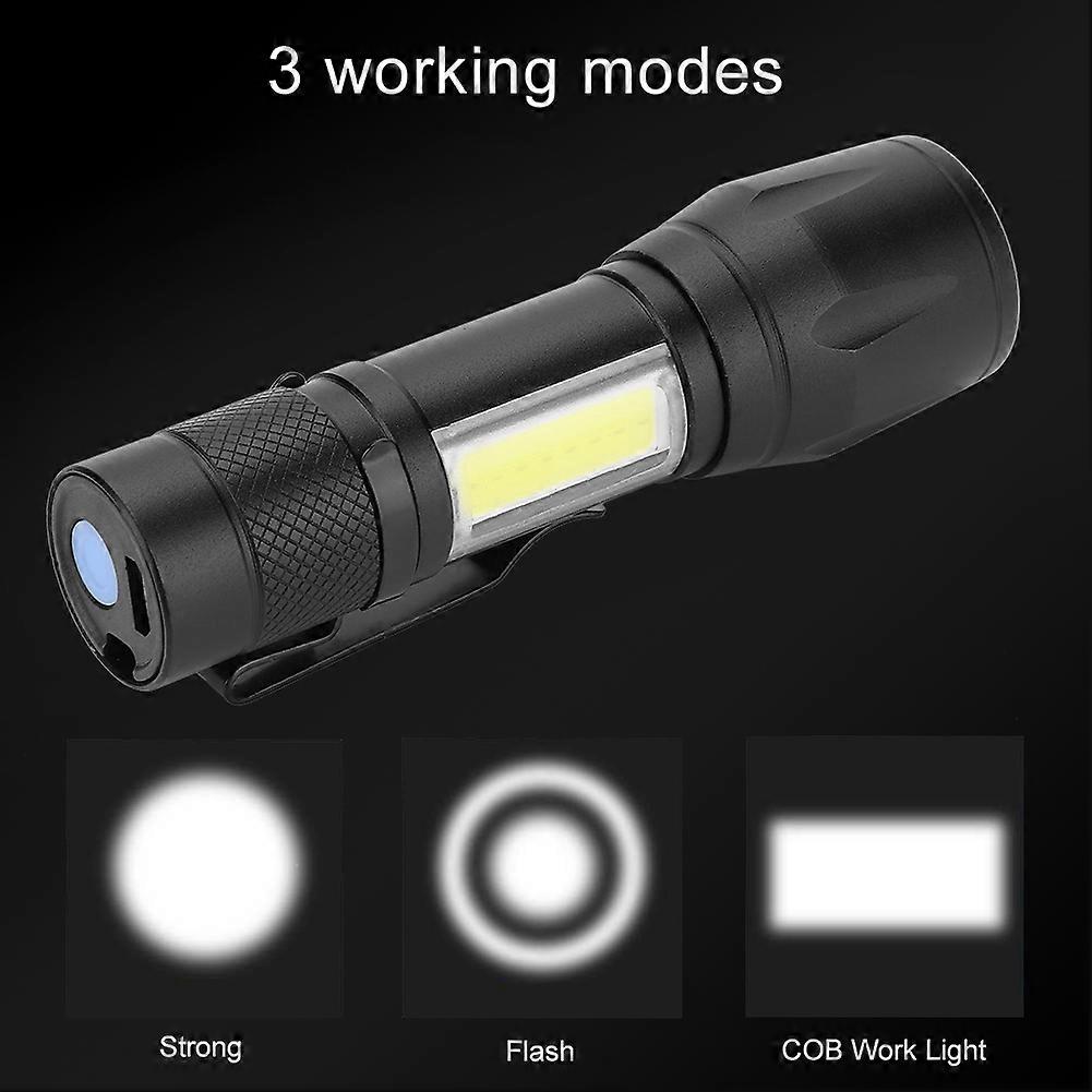 USB Rechargeable LED Flashlight COB Lamp Torch - Portable Lightweight