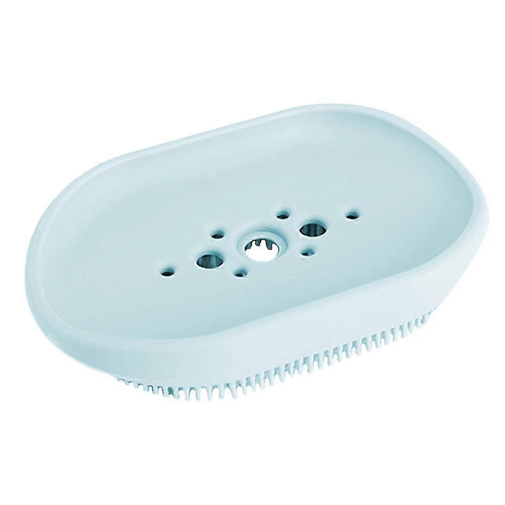 1pc Silicone Multifunction Soap Tray Bathroom Draining Soap Holder With Brush