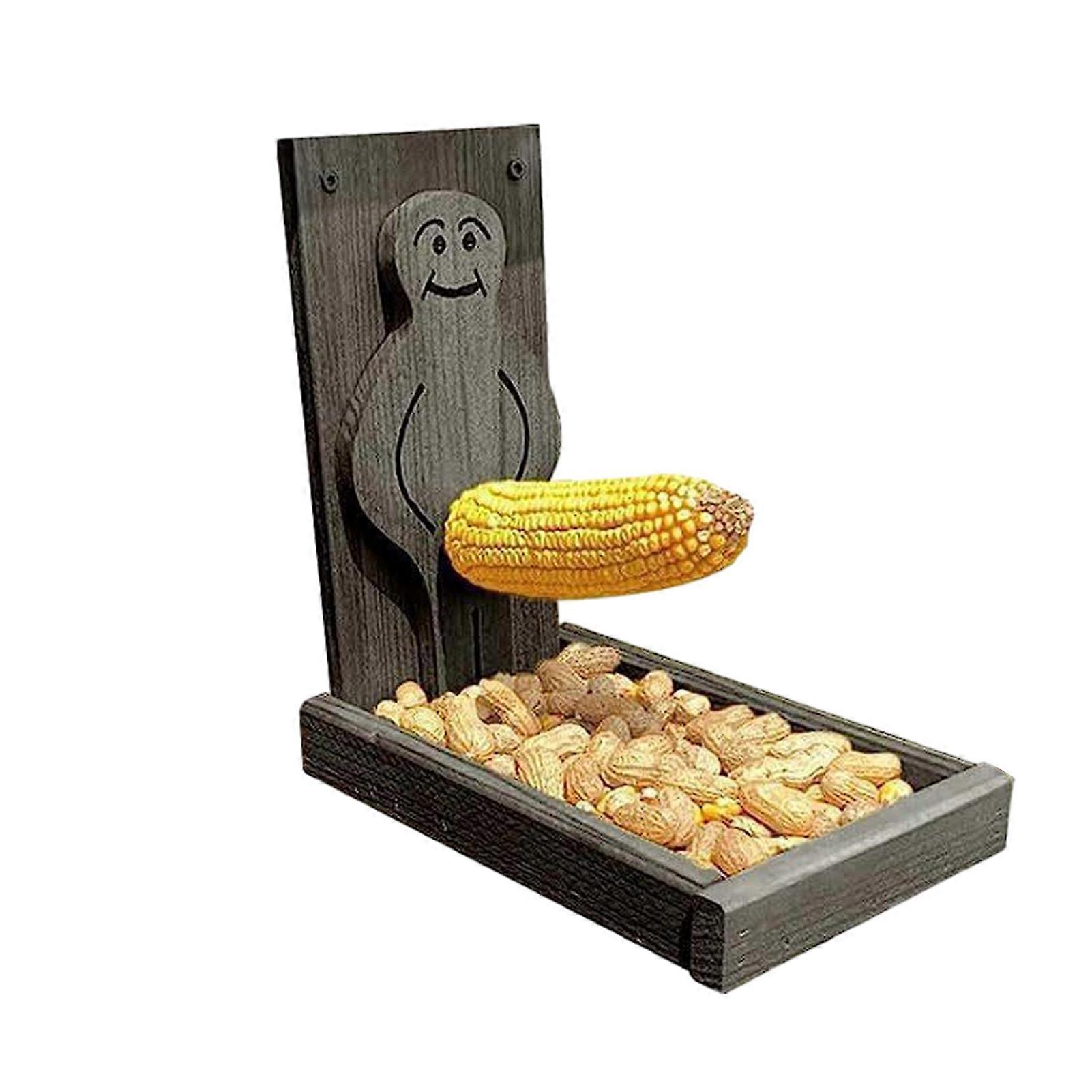 Funny Proud Men Squirrel-Animal Feeder Large Capacity Picnic Table Feeder for Outside Garden