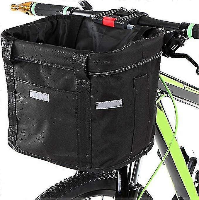 Bicycle Front Basket Detachable Cycle Front Canvas Basket Carrier Bag Folding Removable Bike Handleb