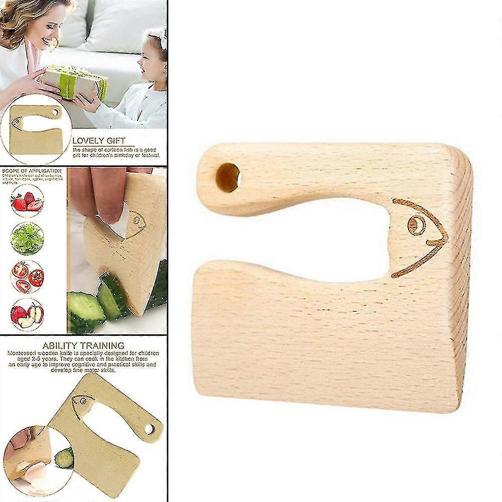 Träleksak Barnkniv Matlagning Säker Skärning Grönsaksfruktskärare