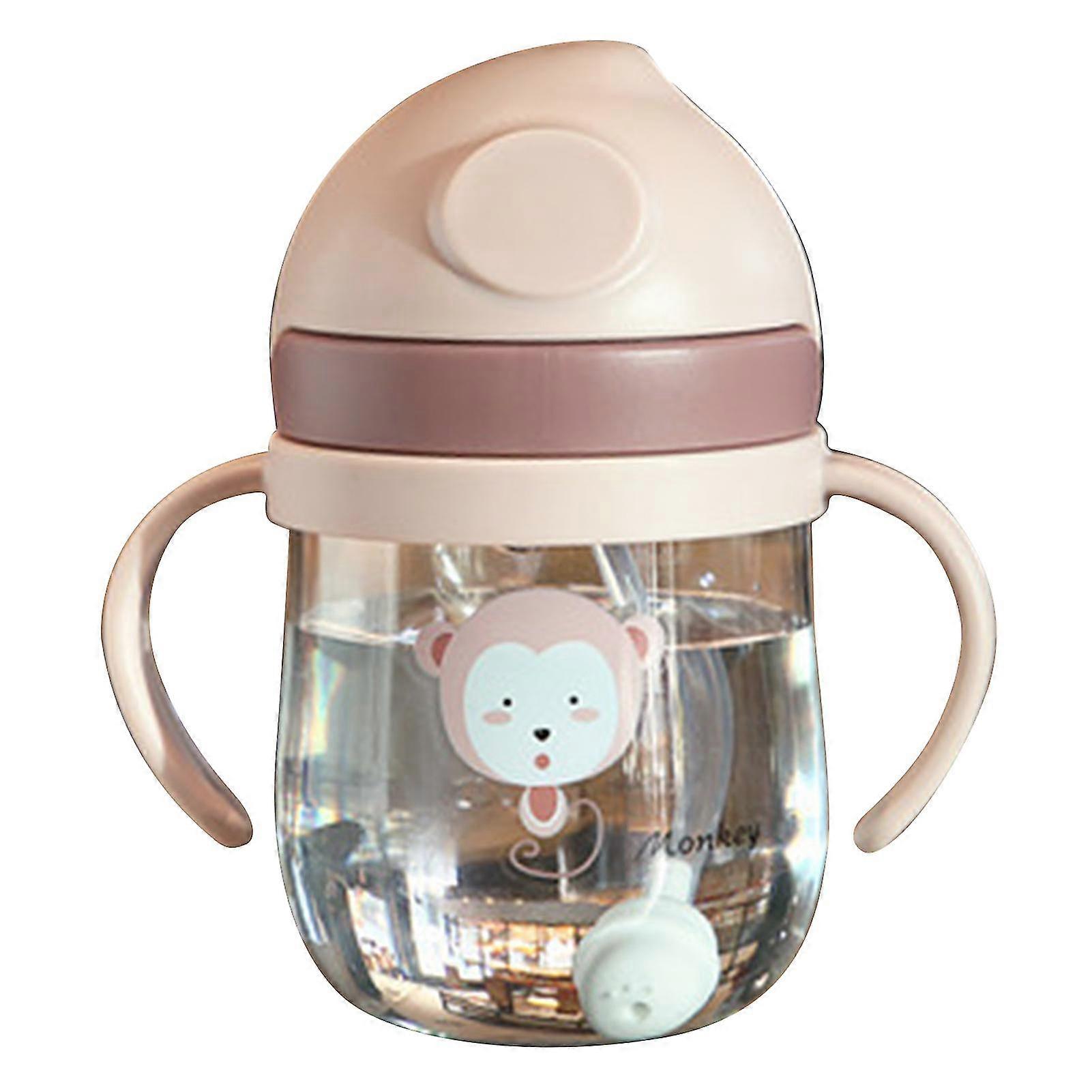 Safe Baby Straw Drinking Cup with Handle - Clear Scale, No Leakage, 250ml Pink Toddler Infant Water Training Bottle