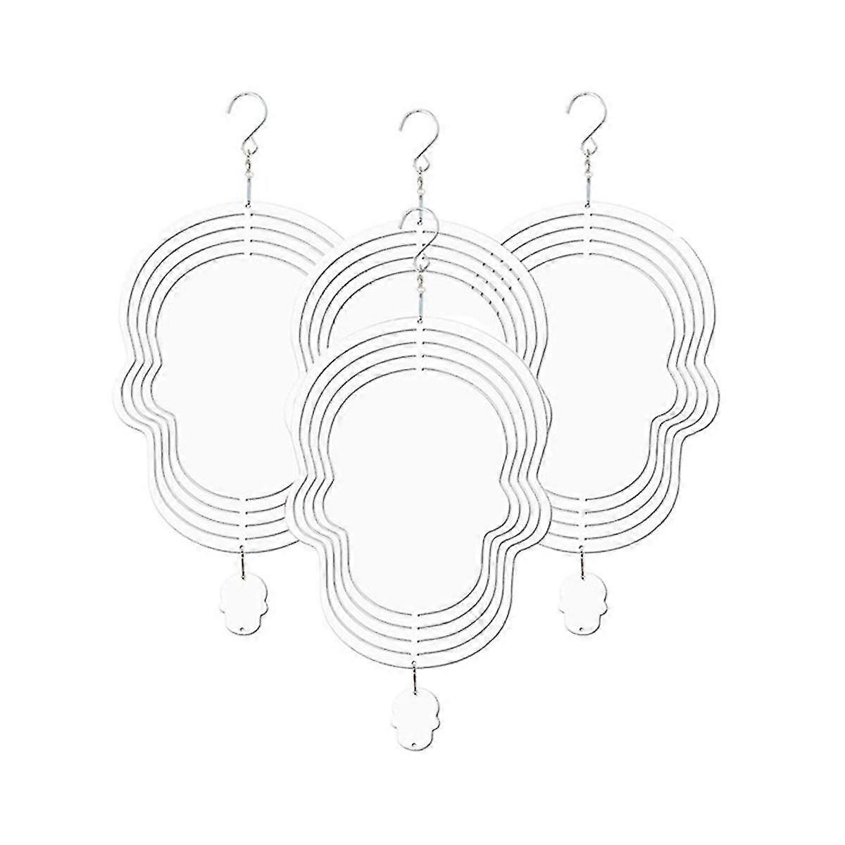 4pcs Sublimation Wind Spinner Blanks, Shape 3d Aluminum Wind Powered Kinetic Sculpture For Yards &
