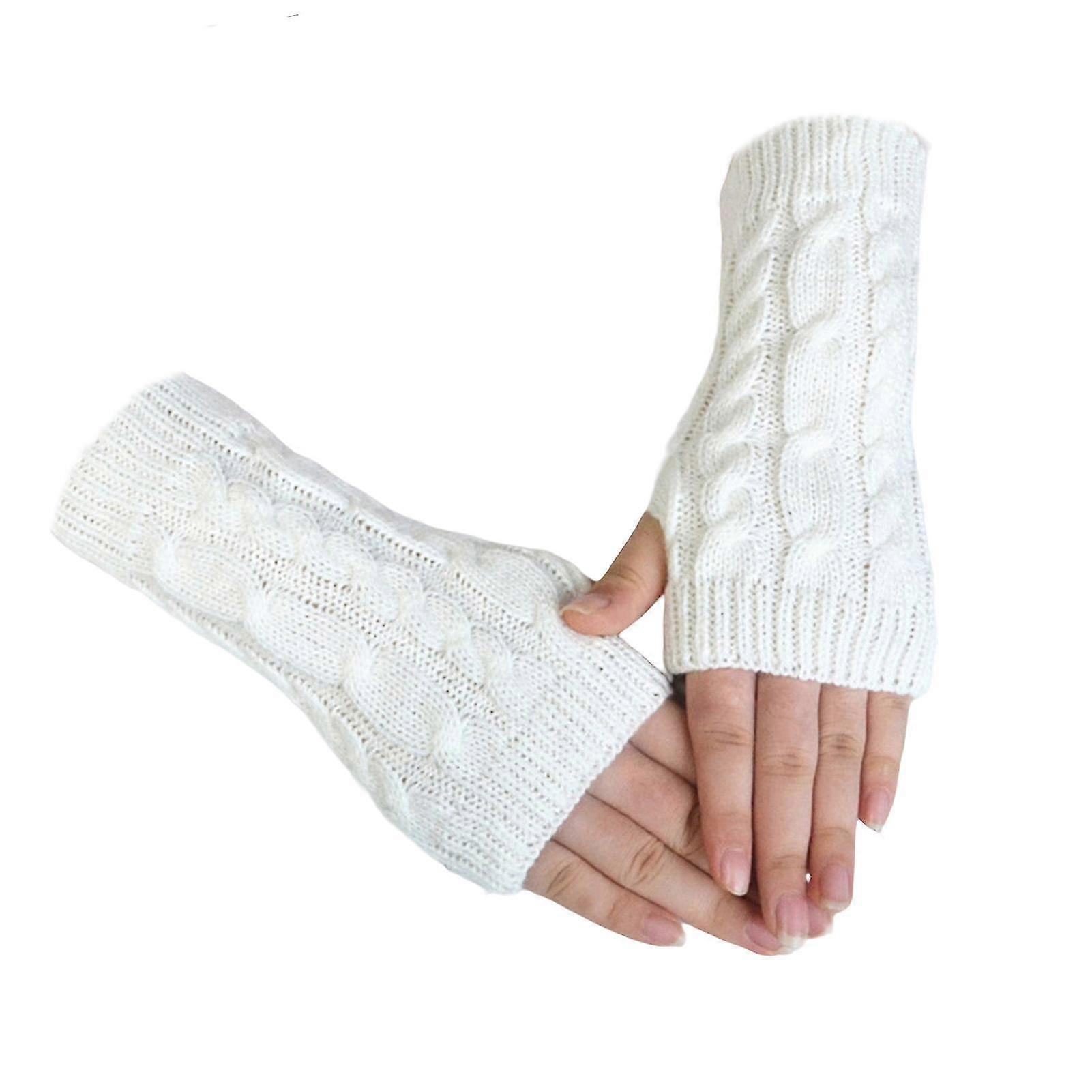 Winter Thermal Half-finger Gloves Elegant Woolen Twist Pattern