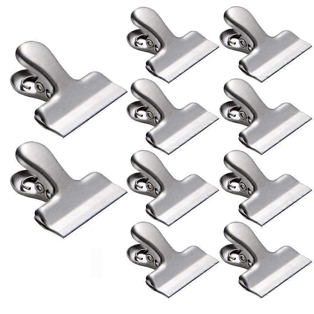 10 stk veskeklemmer, rustfritt stål 1.5 '' små bulldogklipp, fasthet og slitesterk, flott for lufttett forseglingsgrep på kaffe- og matposer, snackpose, kitche