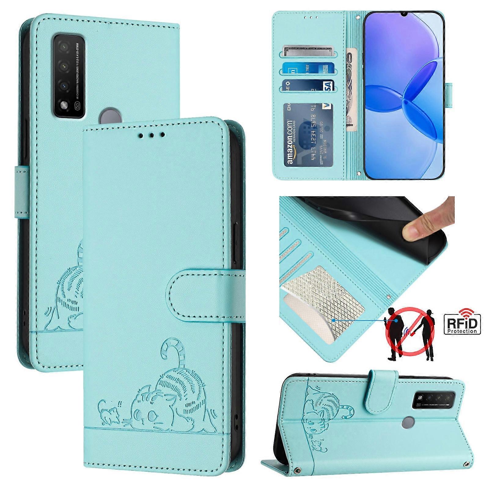 Cat Rat Pattern PU Case For TCL 20 R