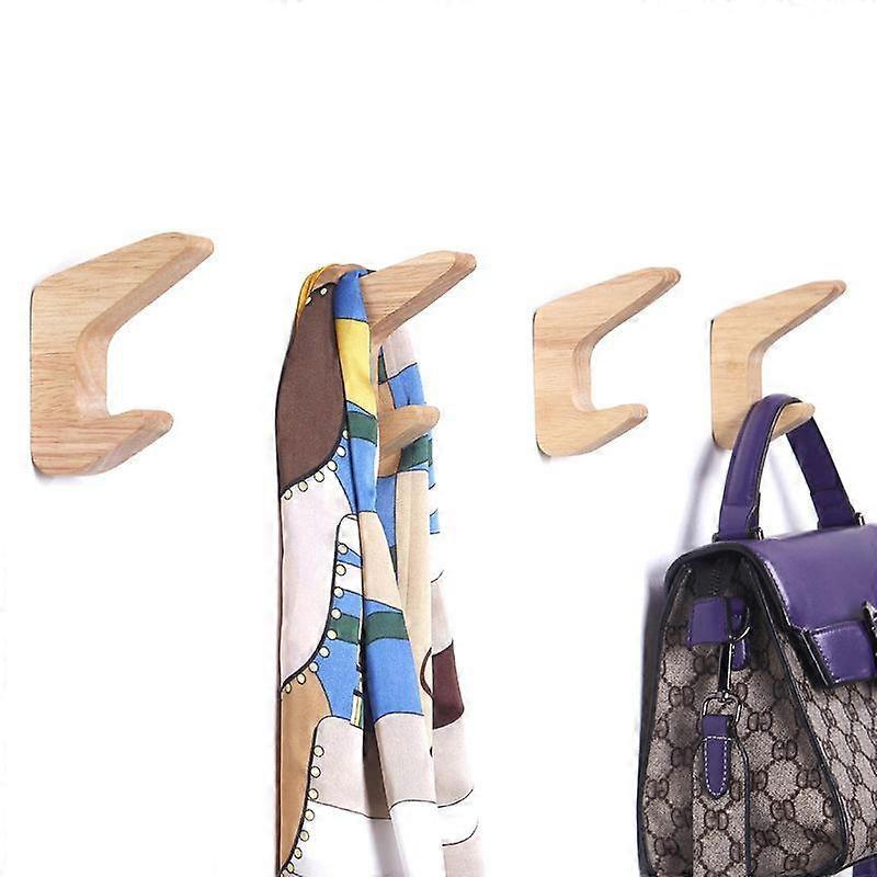 4pcs pared de madera perchas ropa colgando ganchos