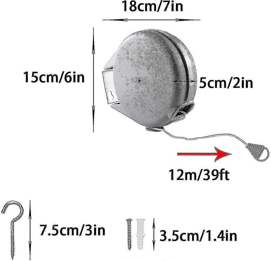 Retractable Clothesline, 12m Clothes Drying Rack Non-slip Retractable Clothesline Clothes Line Porta