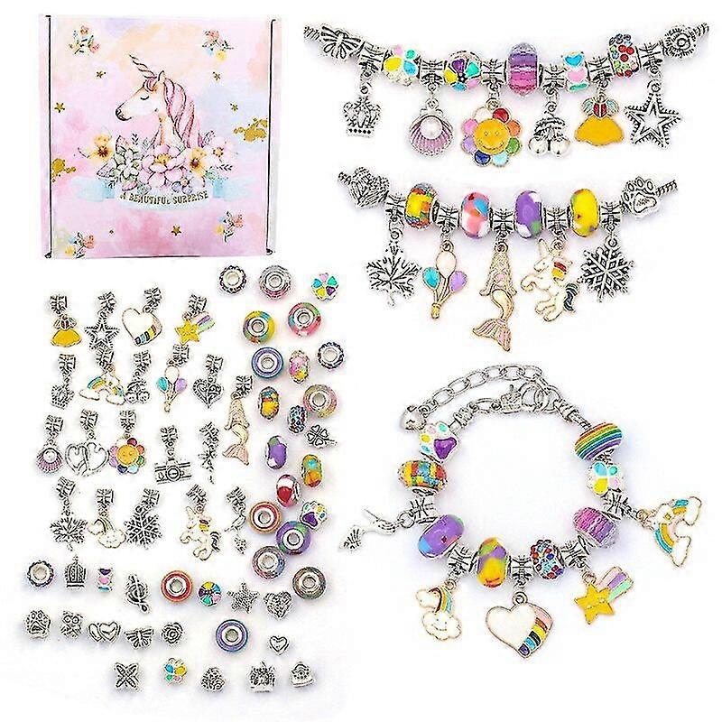 64 Pcs Jewerly Making Kit Charm Bracelet Necklaces Present Alloy Beads Set Diy Bracelet