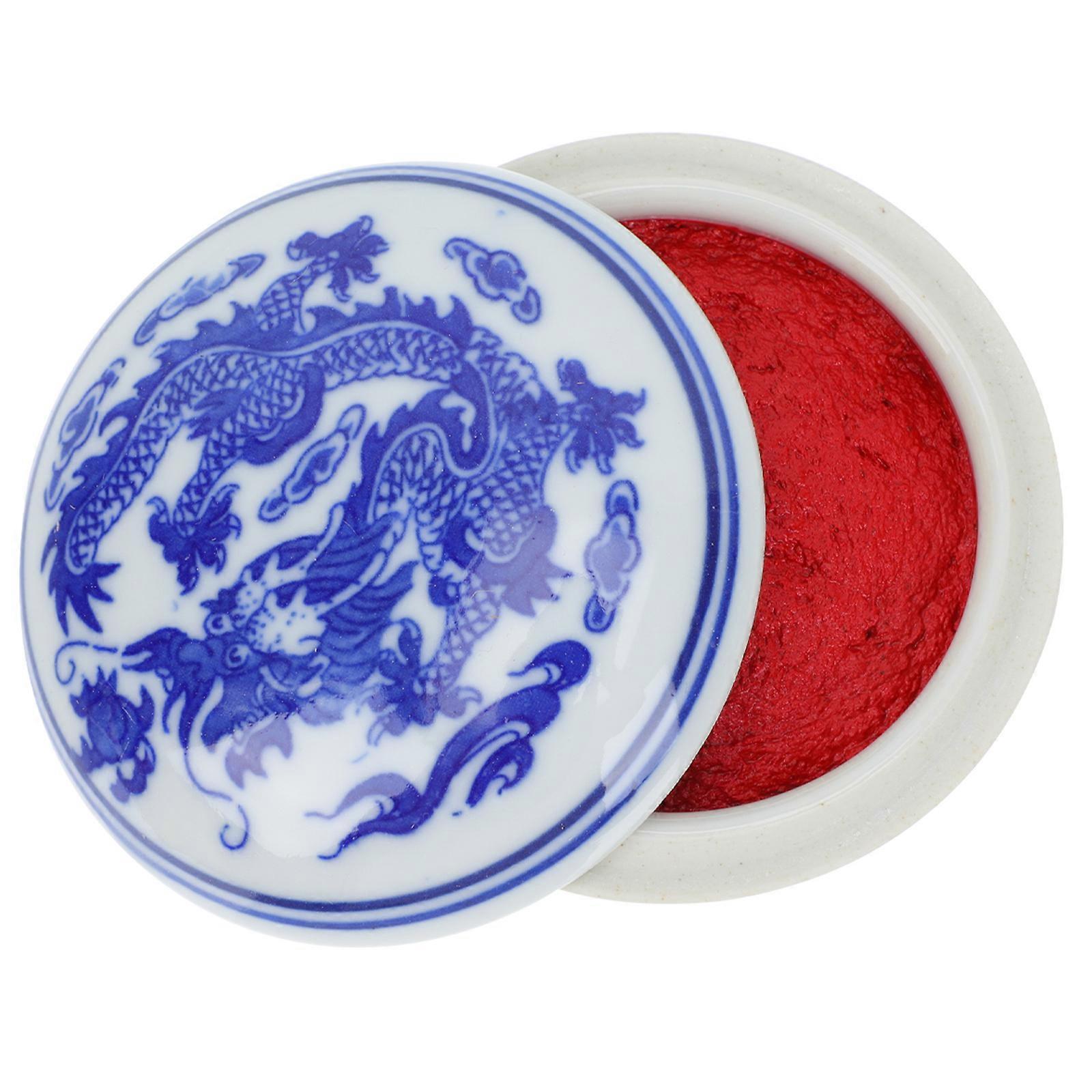 1Pc Calligraphy Ink Pad Ceramic Red Ink Paste Box Beginner Seal Cutting Inkpad